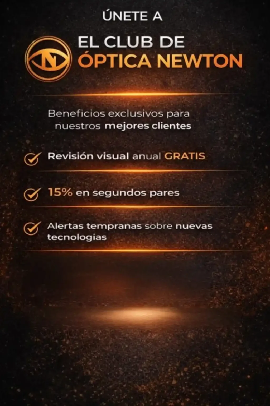 Club de beneficios de Óptica Newton en Bogotá con revisión visual anual gratis, descuentos y ventajas exclusivas para clientes.